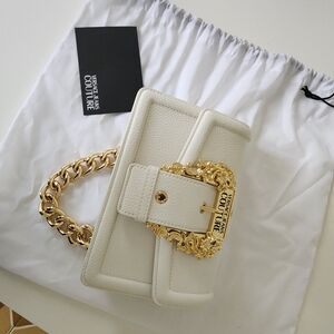 Versace Jeans Collection White Bag with Gold Chain